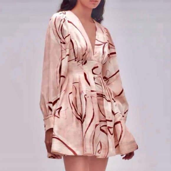 🌺🎉HP🎉🌺 NWT Aje Amelia Plunge Mini Dress Whimsical Dove - Picture 6 of 16